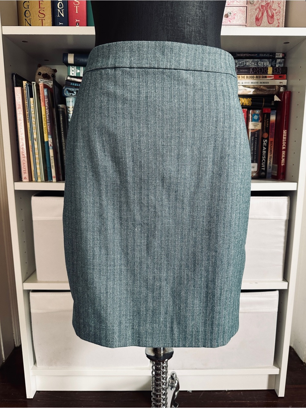 Banana Republic Teal Pinstripe Pencil Skirt